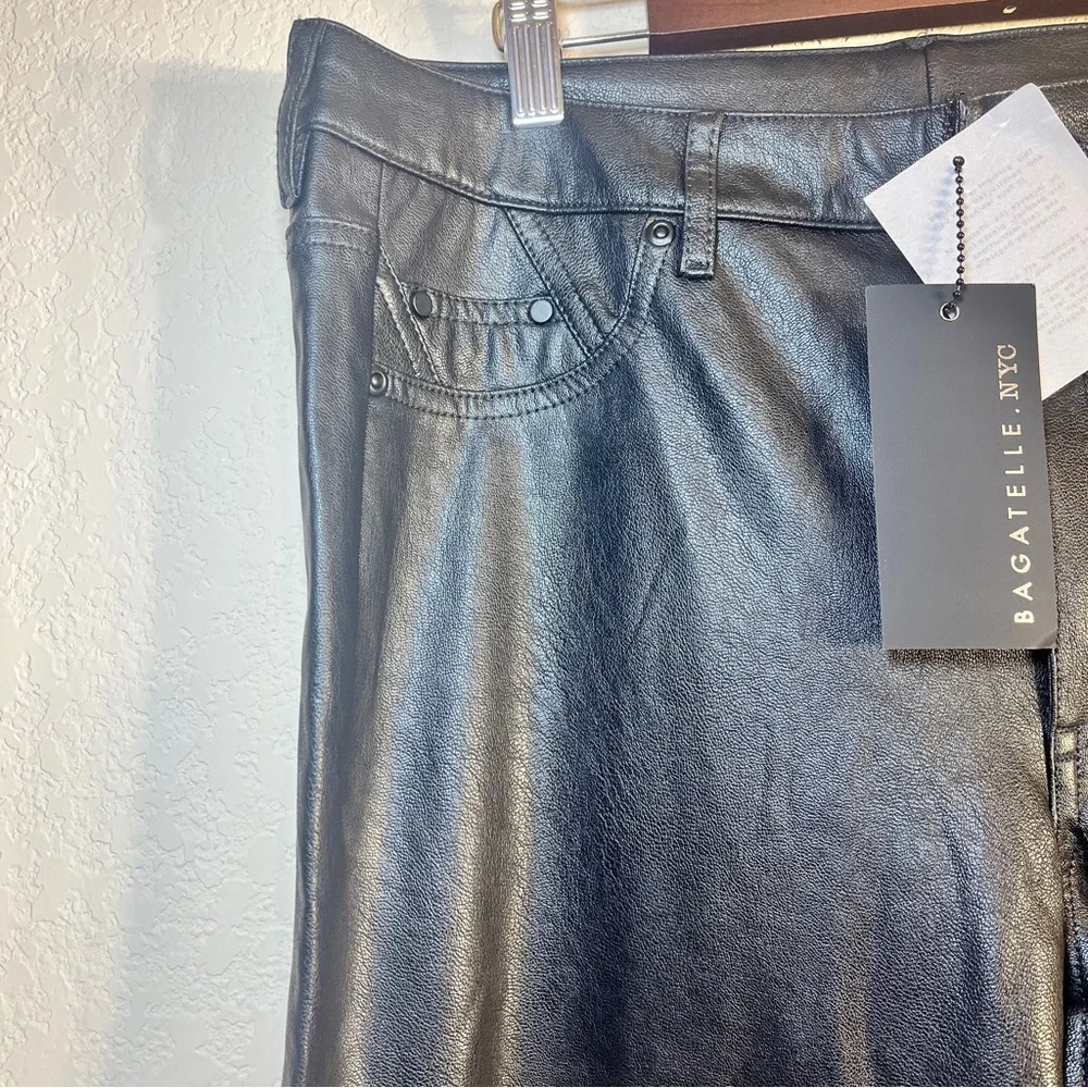 Bagatelle Black Faux Leather High Waist Clean Girl Edgy Straight Leg Jeans SZ XL
